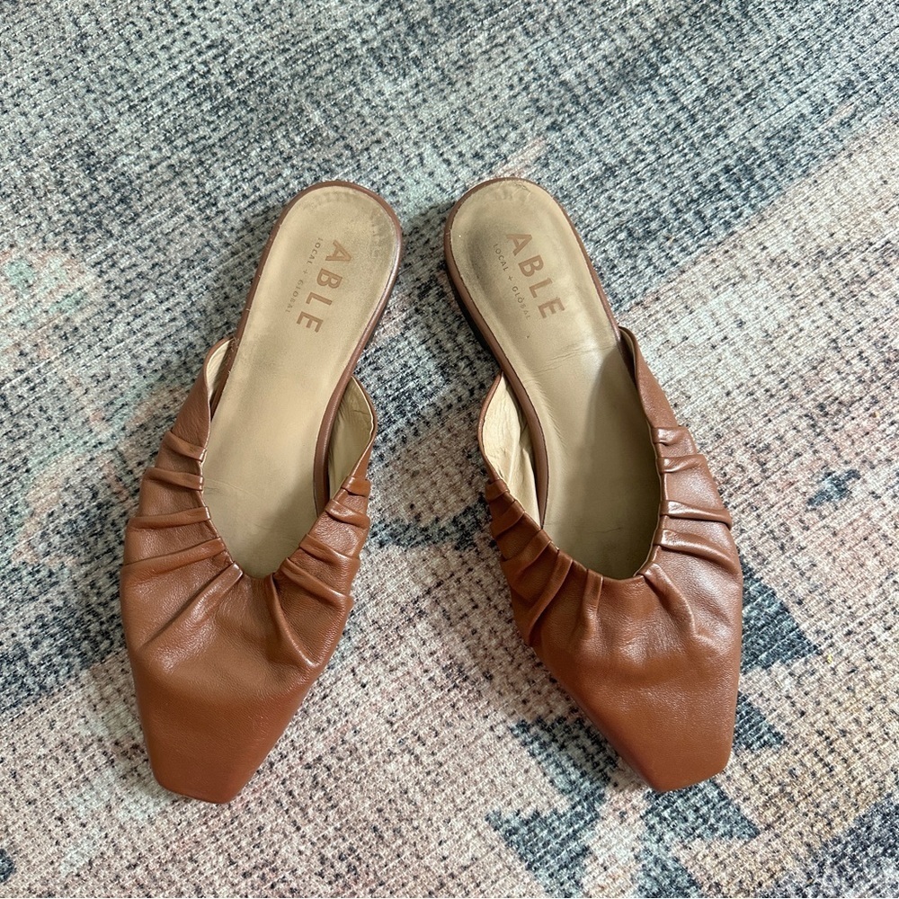 ABLE Brown Slip On Flats sz 8